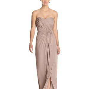 Dessy Collection TH034..Strapless Draped Chiffon Maxi Dress..Topaz..Size 8..NWT